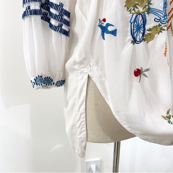 Johnny Was 100% silk embroidered blouse NEW - Picture 7 of 15